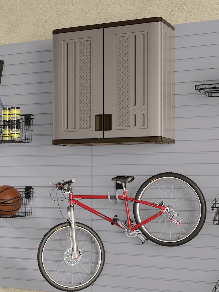 Suncast Platinum Matallic Haven Wall Garden Storage Cabinet - Image 1 of 6 Suncast Platinum Matallic Haven Wall Garden Storage Cabinet - Image 1 of 6