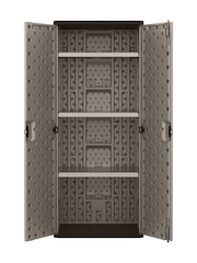 Suncast Platinum Matallic Haven Tall Garden Storage Cabinet - Image 5 of 6