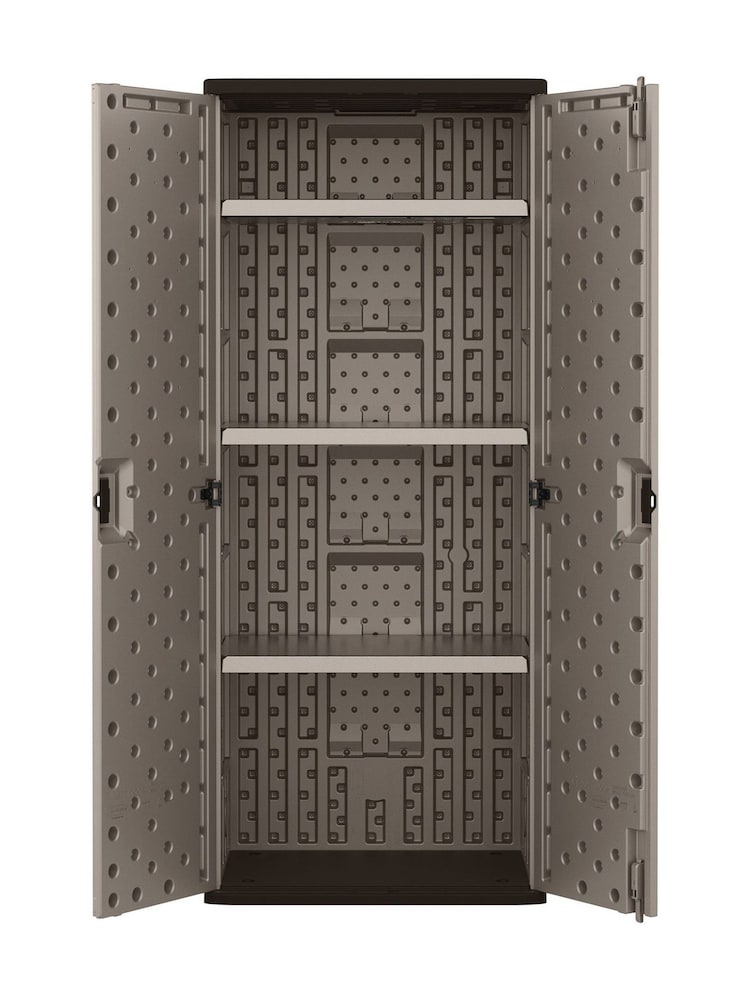 Suncast Platinum Matallic Haven Tall Garden Storage Cabinet - Image 6 of 6 Suncast Platinum Matallic Haven Tall Garden Storage Cabinet - Image 6 of 6