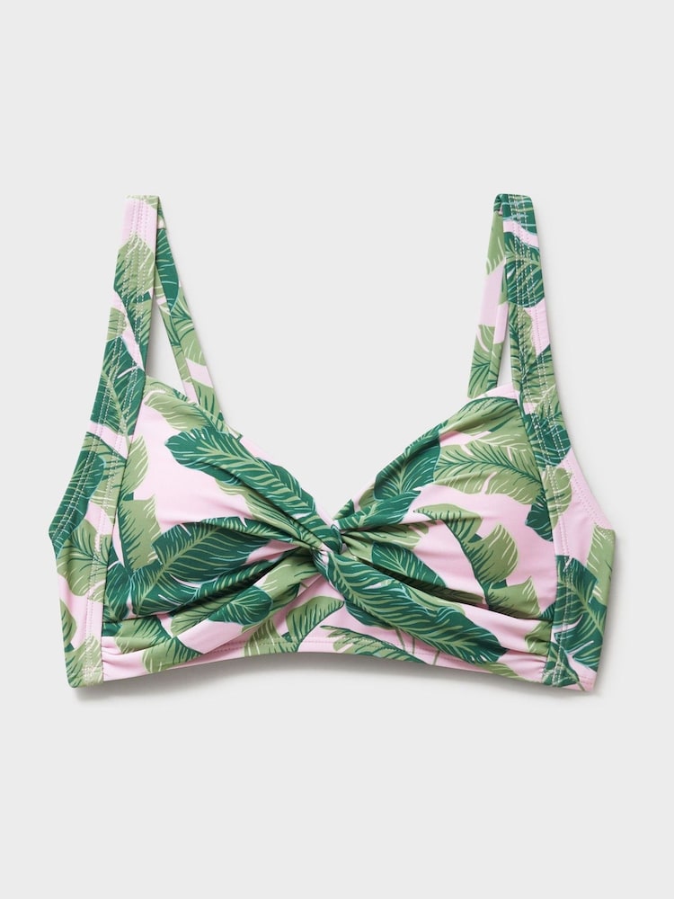 Crew Clothing Company Pink Palm Print Twist Front Bikini Top - Image 5 of 5