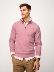 Crew Clothing Pink Birdseye Half Zip Jumper - Image 1 of 5
