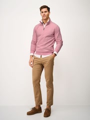 Crew Clothing Pink Birdseye Half Zip Jumper - Image 3 of 5