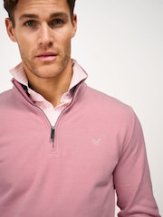 Crew Clothing Pink Birdseye Half Zip Jumper - Image 4 of 5