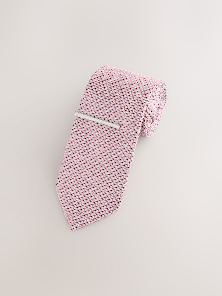 Rosa - Texture Tie with Tie Clip - Imagen 1 de 3