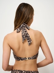 Crew Clothing Animal Print Printed Cross Over Bikini Top - Image 2 of 5