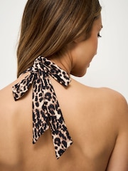 Crew Clothing Animal Print Printed Cross Over Bikini Top - Image 4 of 5