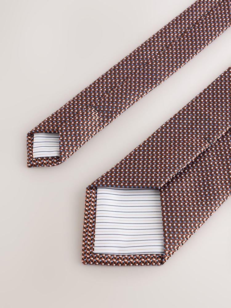 Orange Texture Tie with Tie Clip - Image 3 of 3 Orange Texture Tie with Tie Clip - Image 3 of 3