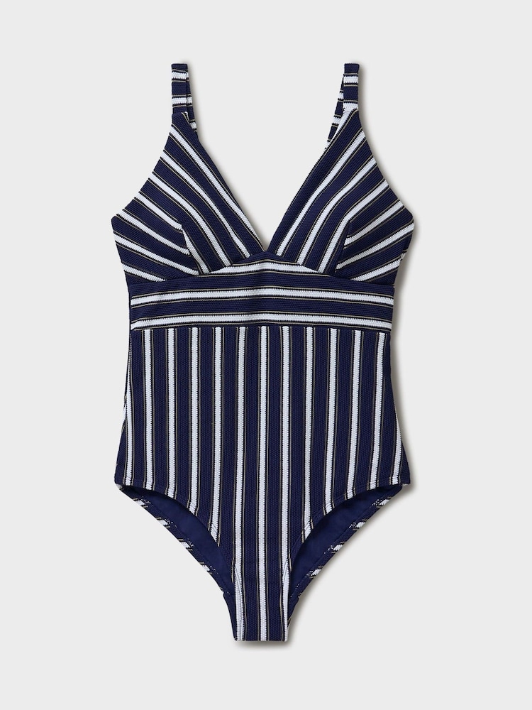 Crew Clothing Blue Textured Striped Swimsuit - Image 5 of 5