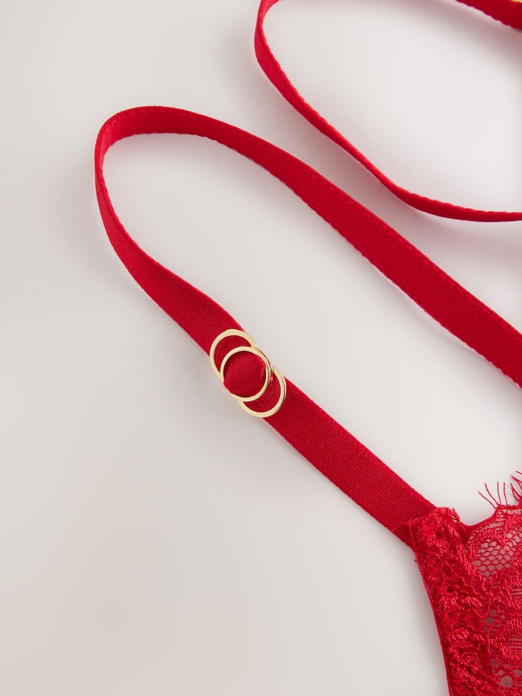 Red Glamour Crotchless Bodysuit - Image 4 of 4 Red Glamour Crotchless Bodysuit - Image 4 of 4