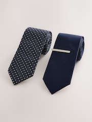 Navy Textured Ties 2 Pack - Image 1 of 3