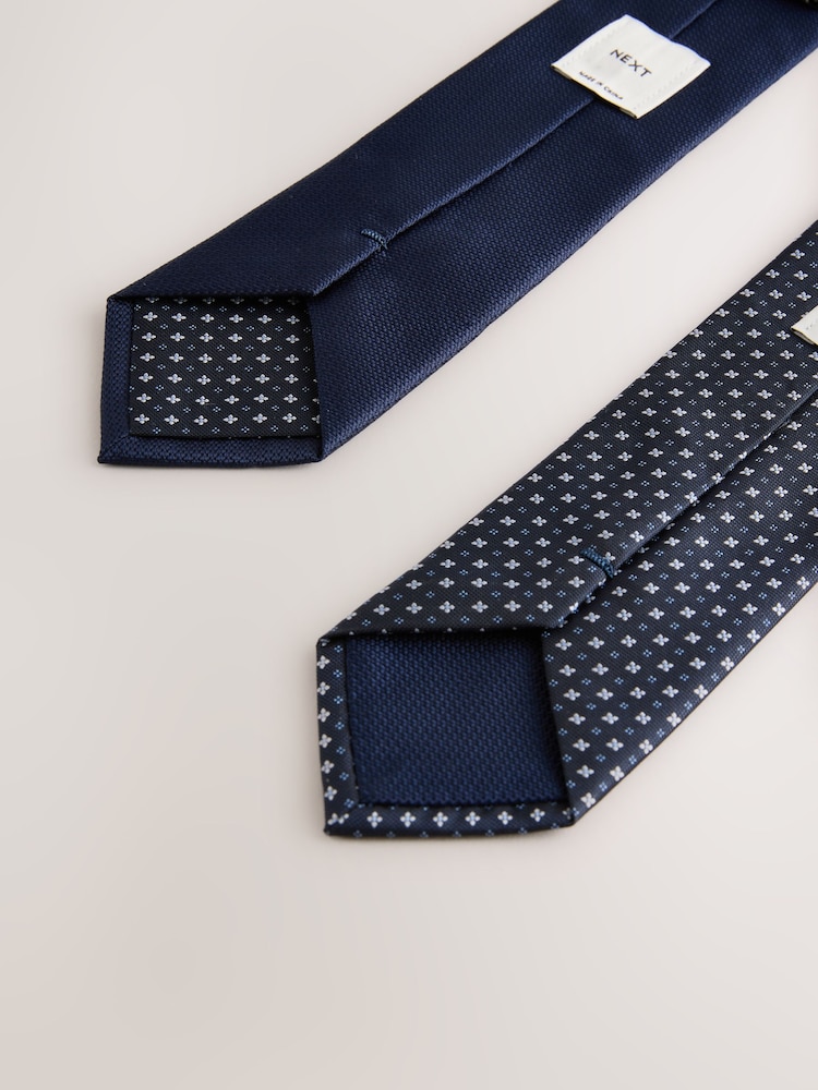 Navy Textured Ties 2 Pack - Image 3 of 3 Navy Textured Ties 2 Pack - Image 3 of 3