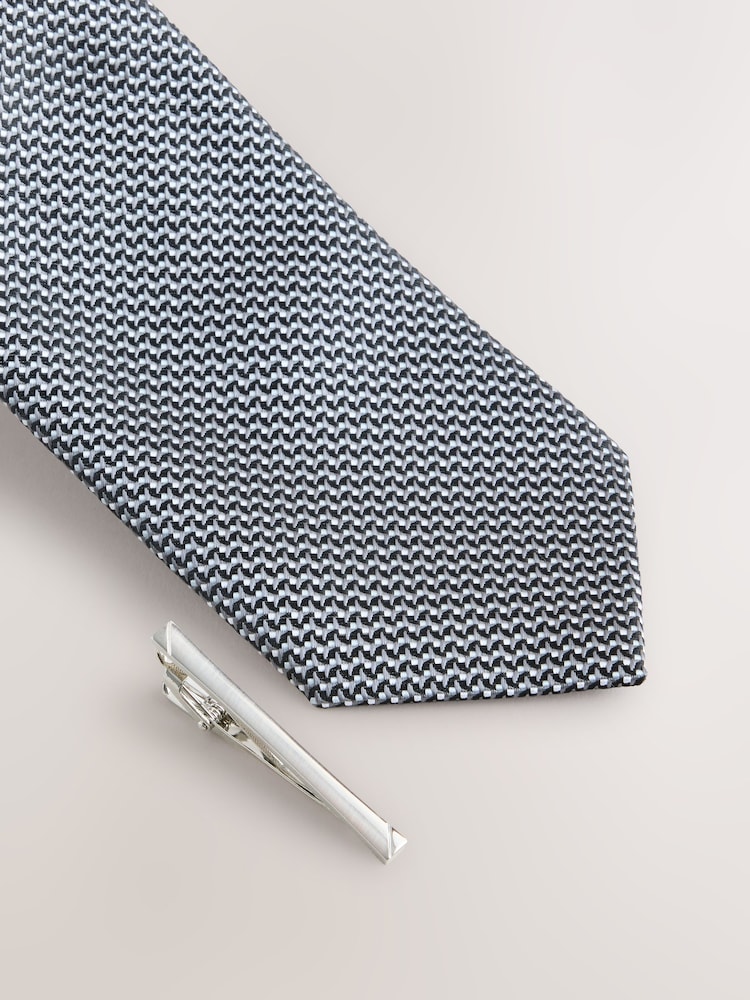 Gris - Texture Tie with Tie Clip - Imagen 2 de 3