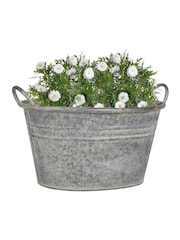 Dibor Silver Galvanised Tub Planter - Image 2 of 6