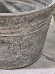 Dibor Silver Galvanised Tub Planter - Image 4 of 6