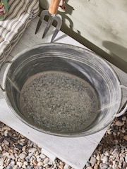 Dibor Silver Galvanised Tub Planter - Image 5 of 6