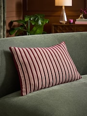 Burgundy Red 40 x 59cm Cut Velvet Stripe Cushion - Image 1 of 4