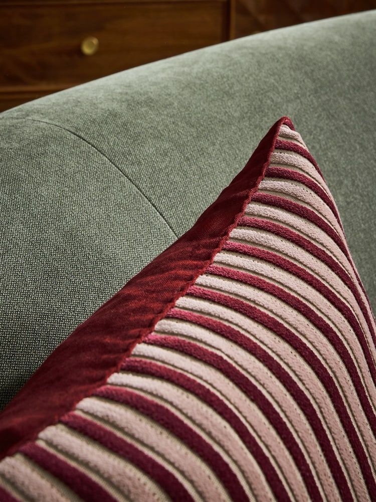 Burgundy Red 40 x 59cm Cut Velvet Stripe Cushion - Image 2 of 4 Burgundy Red 40 x 59cm Cut Velvet Stripe Cushion - Image 2 of 4