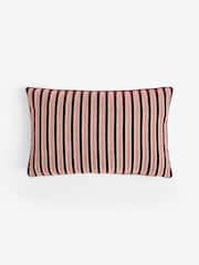 Burgundy Red 40 x 59cm Cut Velvet Stripe Cushion - Image 3 of 4