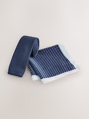 Navy Blue Tie Pocket and Square Set - Image 1 of 4