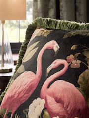Green 50 X 50cm Flamingo Fringed Cushion - Image 2 of 4