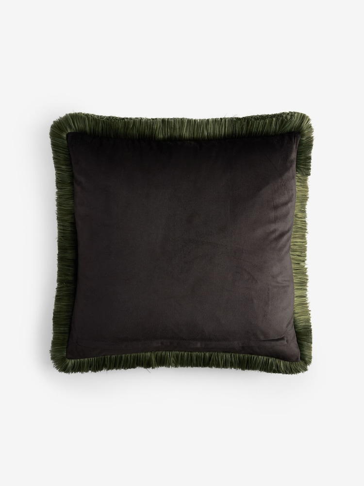 Green 50 X 50cm Flamingo Fringed Cushion - Image 4 of 4