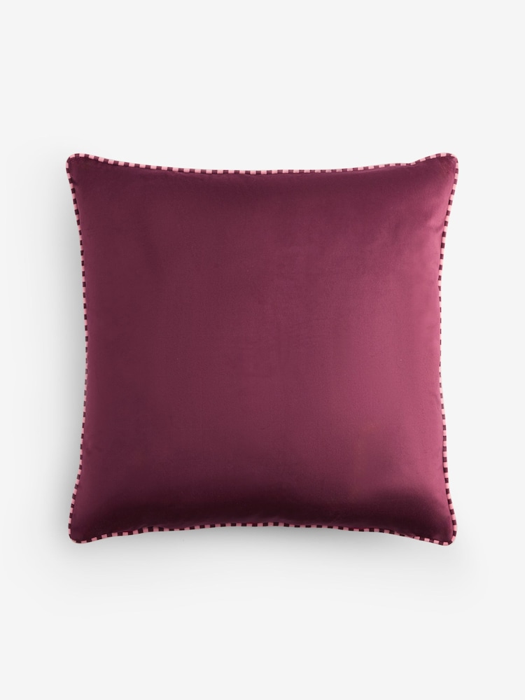 Burgundy Red 50 X 50cm Maximalist Floral Cushion - Image 2 of 2