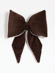 Brown 3D Cotton Velvet Bow Cushion - Image 2 of 2