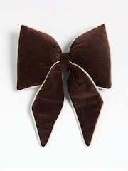 Brown 3D Cotton Velvet Bow Cushion - Image 3 of 4
