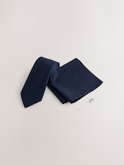 Azul marino - Juego de corbata, pañuelo de bolsillo y alfiler de solapa - Imagen 1 de 4