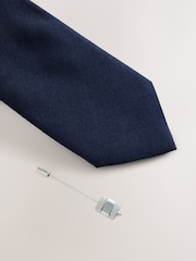 Azul marino - Juego de corbata, pañuelo de bolsillo y alfiler de solapa - Imagen 3 de 4