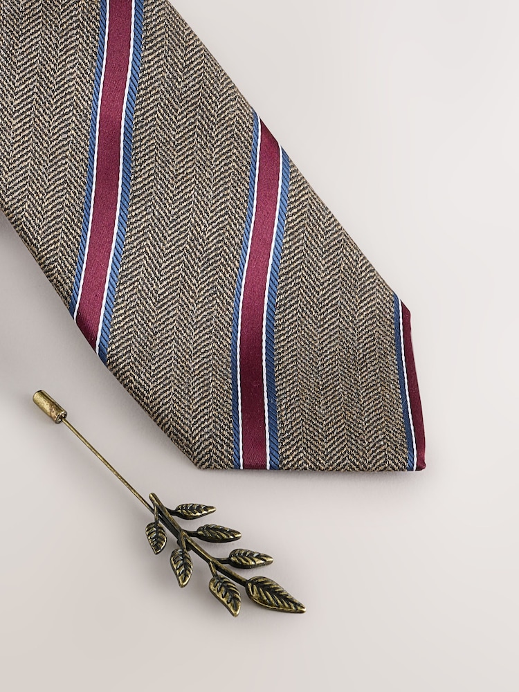 Neutral Tie Pocket and Square and Metal Pin Set - Image 2 of 4