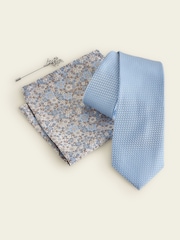 Blau - Bindung, Einstecktuch und Krawattennadel im Set - Bild 2 von 3