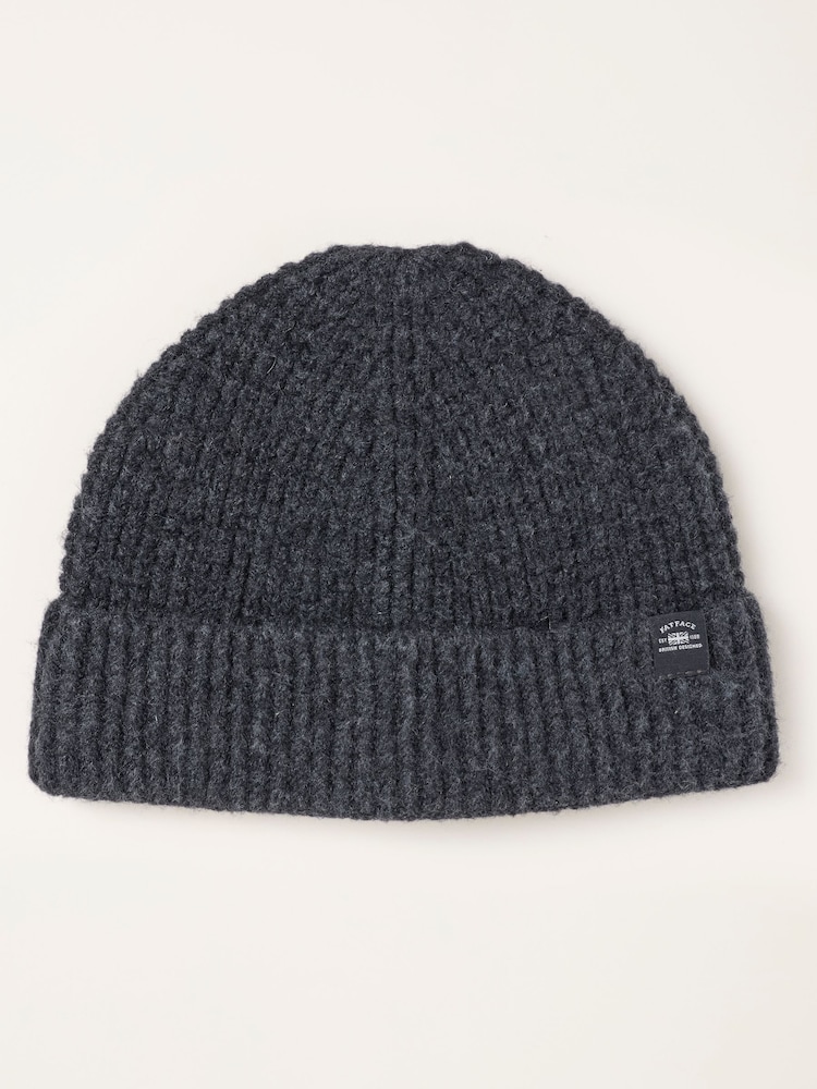 FatFace Charcoal Grey Fisherman Waffle Beanie - Image 1 of 3