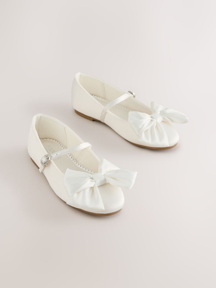 Satén blanco - Zapatos Mary Jane de ocasión con lazo - Imagen 1 de 6