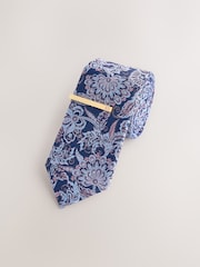 Azul marino - Corbata y clip de corbata de diseño - Imagen 1 de 3