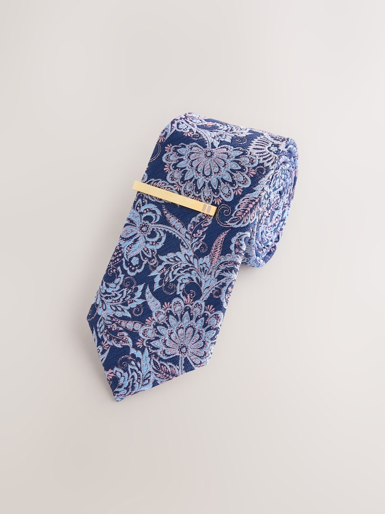 Azul marino - Corbata y clip de corbata de diseño - Imagen 1 de 3