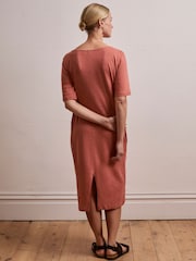 Celtic & Co. Pink Linen / Cotton V-Neck Midi Dress - Image 2 of 6