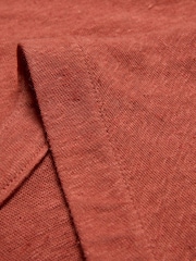 Celtic & Co. Pink Linen / Cotton V-Neck Midi Dress - Image 5 of 6