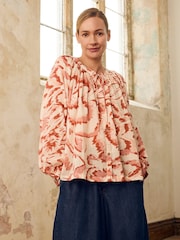 Celtic & Co. Cream Cotton Tie Neck Swing Shirt - Image 1 of 8