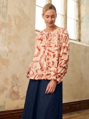 Celtic & Co. Cream Cotton Tie Neck Swing Shirt - Image 2 of 8