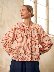 Celtic & Co. Cream Cotton Tie Neck Swing Shirt - Image 3 of 8