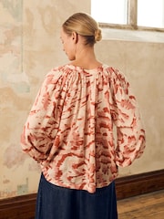 Celtic & Co. Cream Cotton Tie Neck Swing Shirt - Image 4 of 8