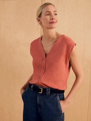 Celtic & Co. Red Button Through Top - Image 1 of 8