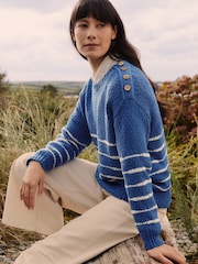 Celtic & Co. Blue Drop Stitch Breton Jumper - Image 1 of 6
