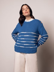 Celtic & Co. Blue Drop Stitch Breton Jumper - Image 3 of 6