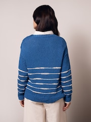 Celtic & Co. Blue Drop Stitch Breton Jumper - Image 4 of 6