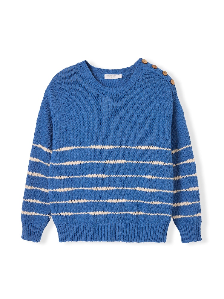 Celtic & Co. Blue Drop Stitch Breton Jumper - Image 6 of 6