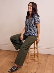 Celtic & Co. Blue Linen/Cotton V-Neck T Shirt - Image 3 of 7