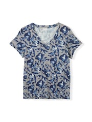 Celtic & Co. Blue Linen/Cotton V-Neck T Shirt - Image 5 of 7
