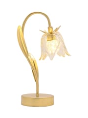 Widdop Gold Single Stem LED Lamp With Glass Flower On Base - Image 2 of 4